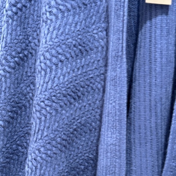 Vince Camuto Indigo Blue Textured Knit Kimono Topper Fringe Hem Boho Chic Wrap - Picture 10 of 13